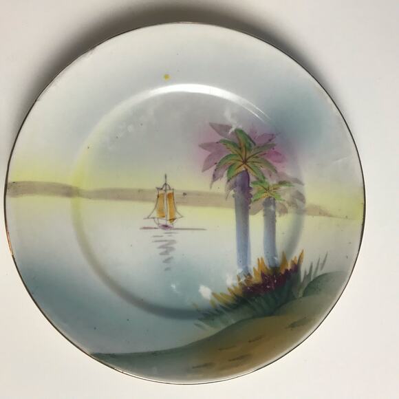 Takito Made In Nippon Japan VTG Set Of Four 6" Diameter Hand Painted Plates - Picture 4 of 10